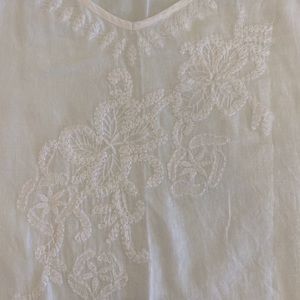 DKNY Jeans | Boho White Embroidered Top | Size XL